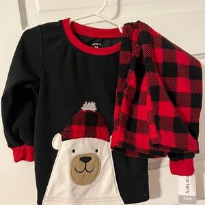 Carter's 24mo Black and Red Plaid Bear Pajama Set